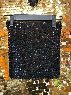 Source Unknown vintage tube Black Sequin Crop Top